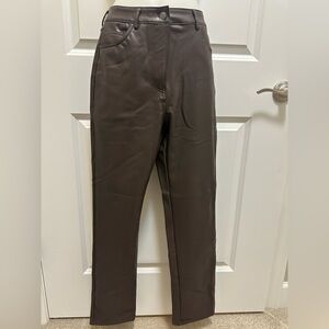 Women’s Brown Faux Leather Pants